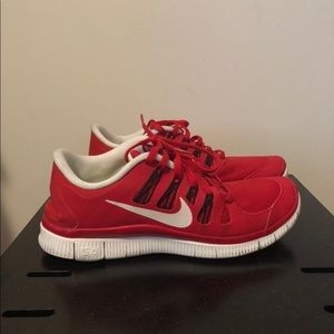 Red Nike running shoes